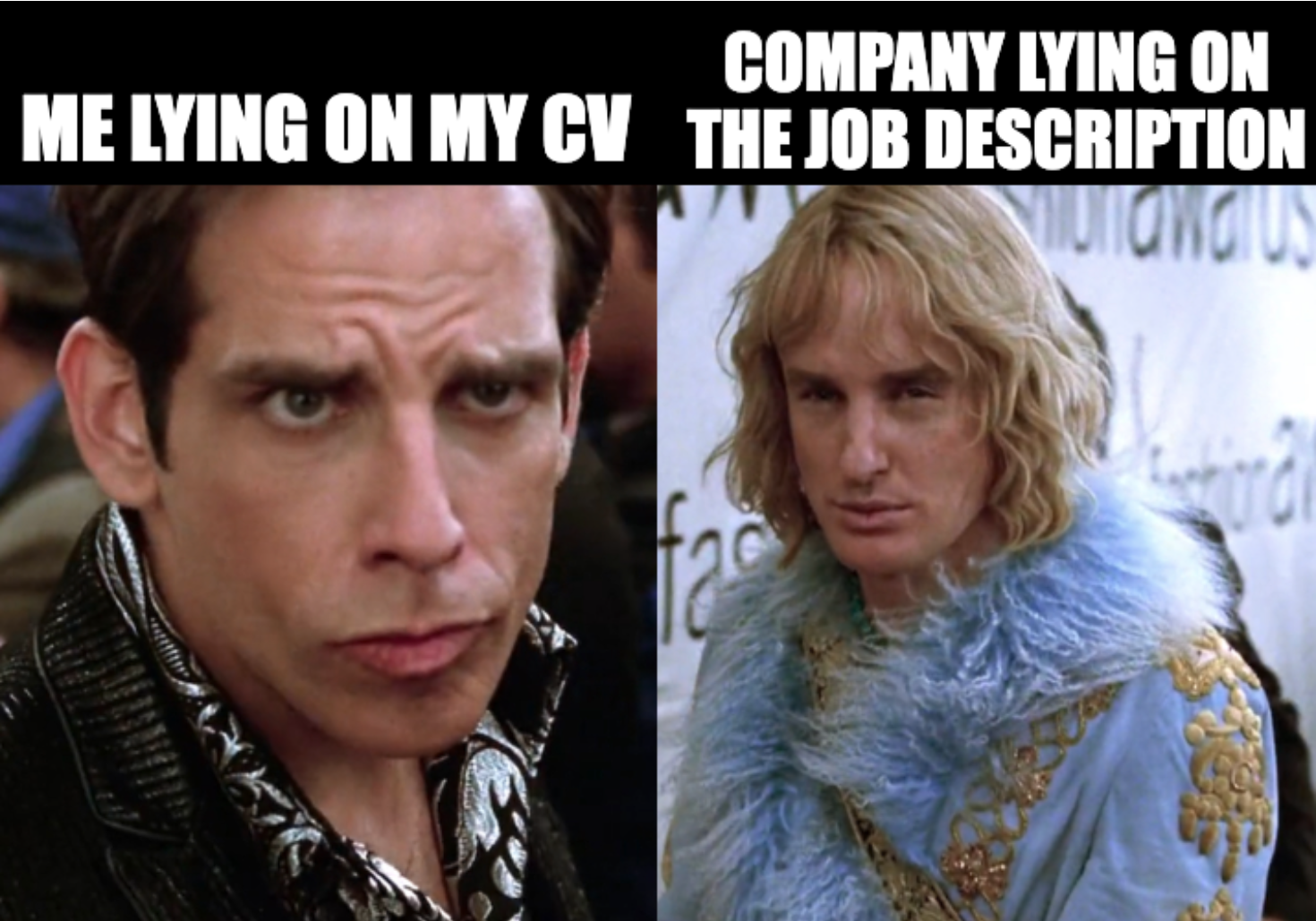 Zoolander lying on their CV and Job Description