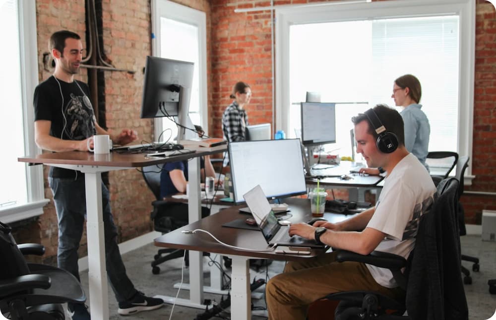 Mapbox team working in office