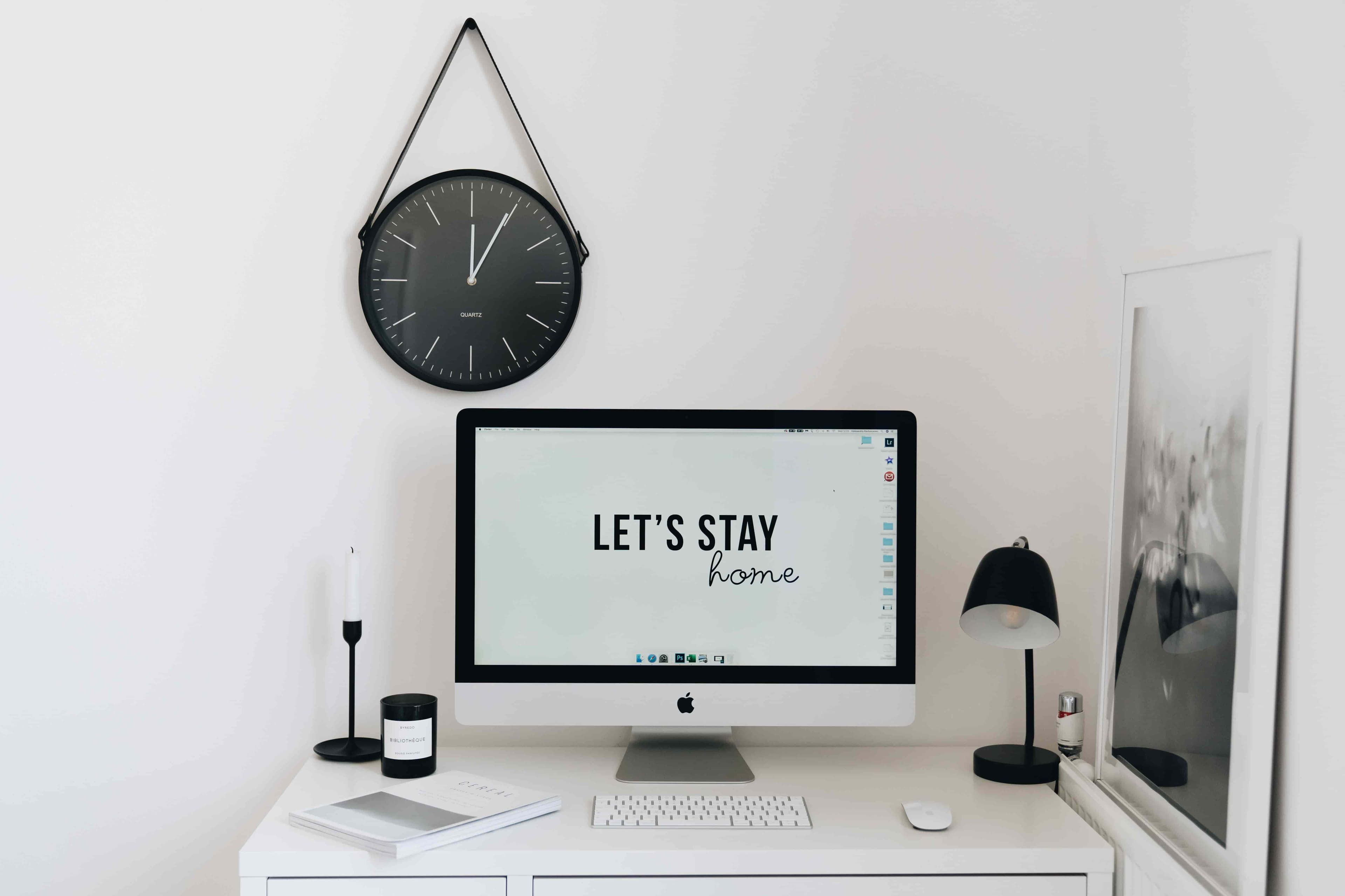 An all white WFH office