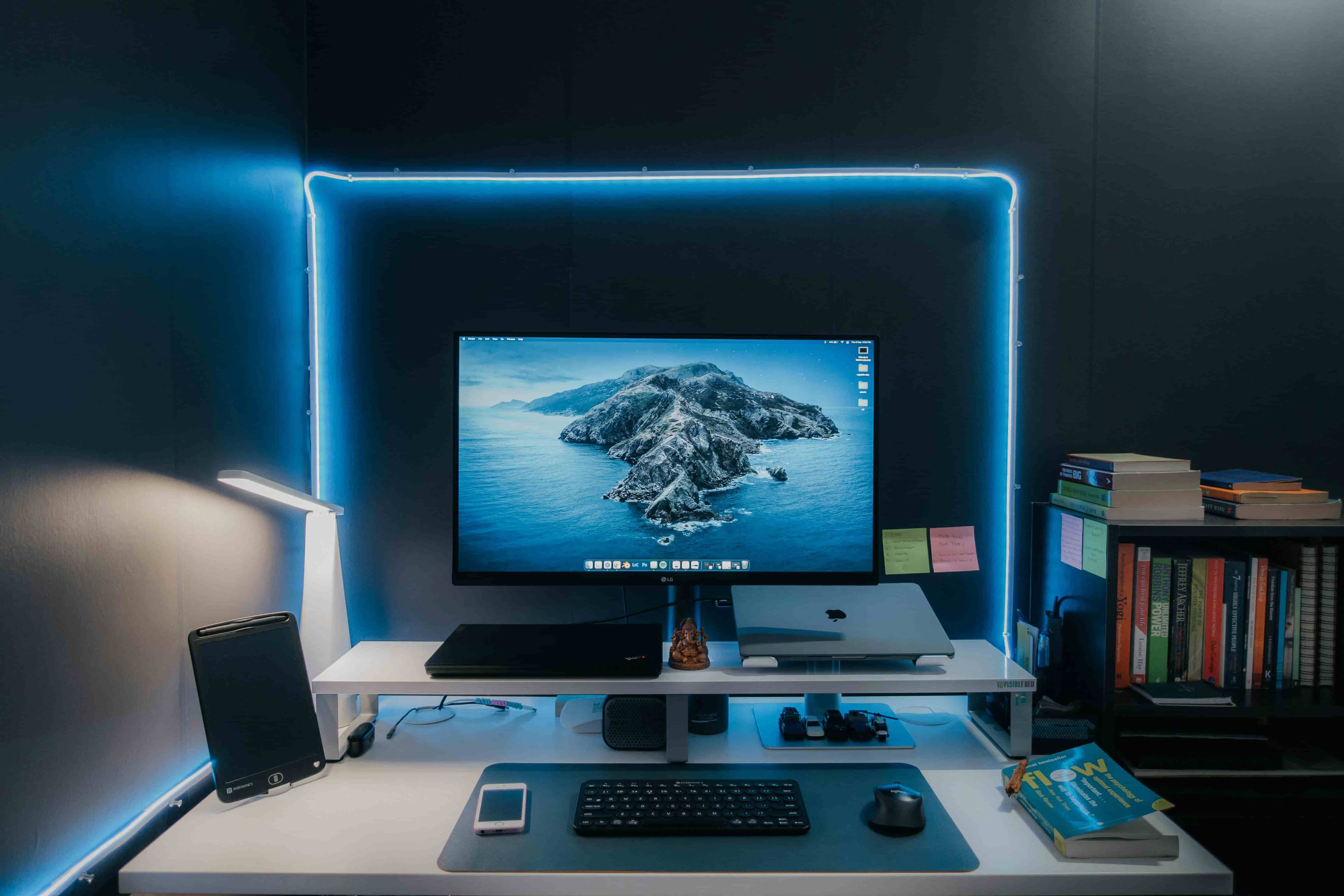 Fancy desk setup for remote work