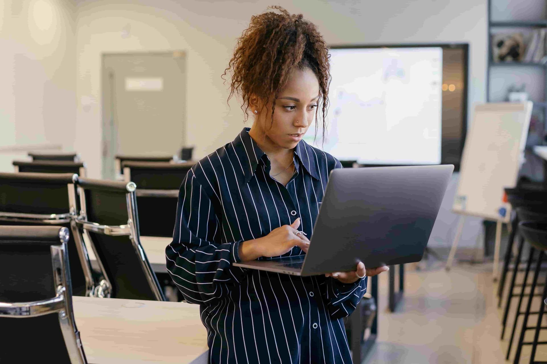 Woman checking emails
