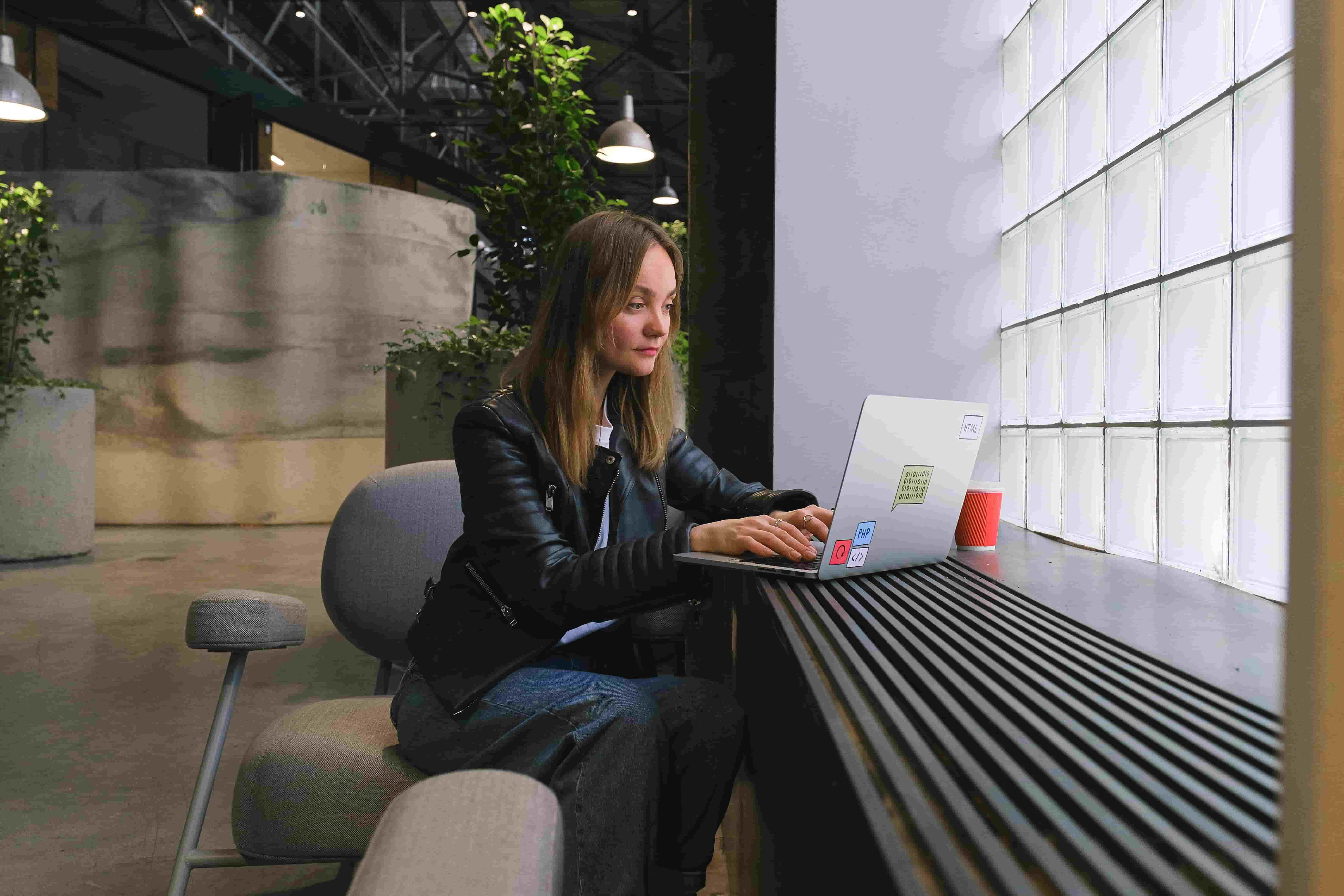 Woman working on the computer