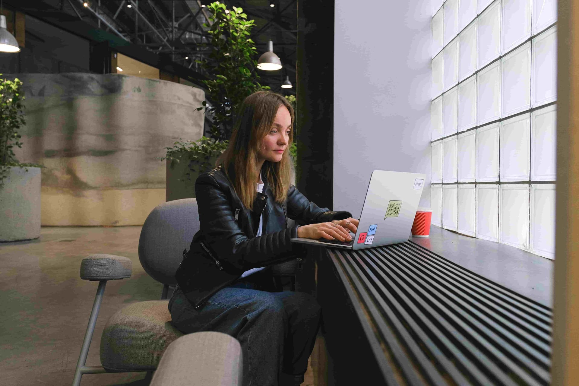 Woman working on the computer