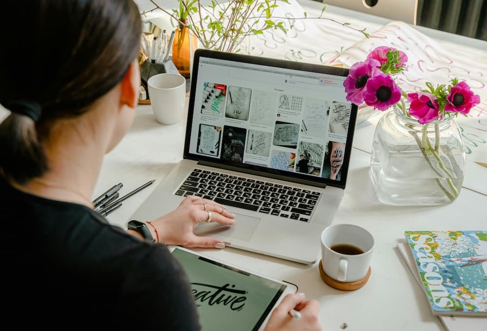 Graphic designer working on creative projects