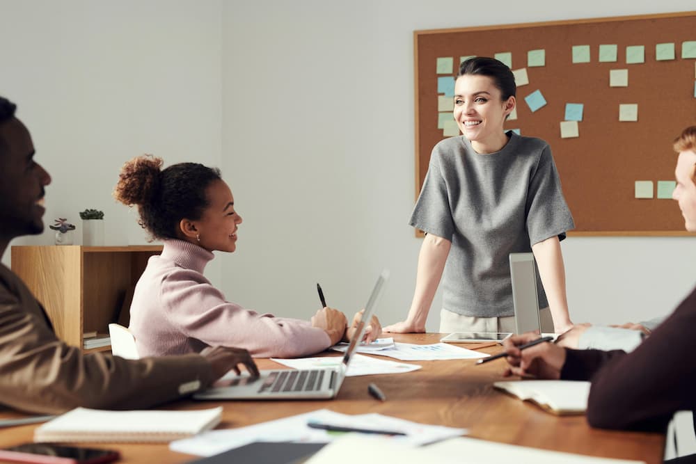 Product manager leading a product strategy session